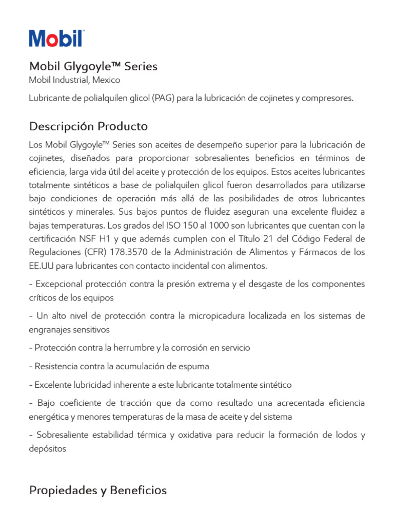 GLXXMobil Glygoyle Series Oils | PDF | Lubricante | Engranaje