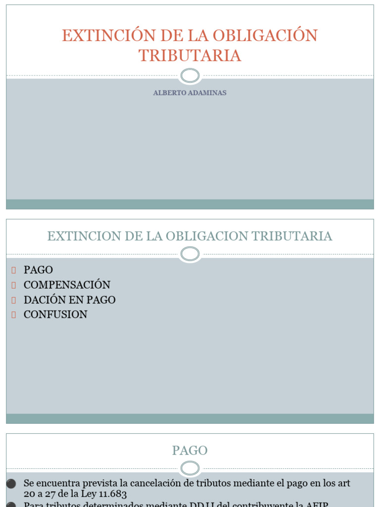 Extinción de Obligaciones Tributarias | PDF | Pagos