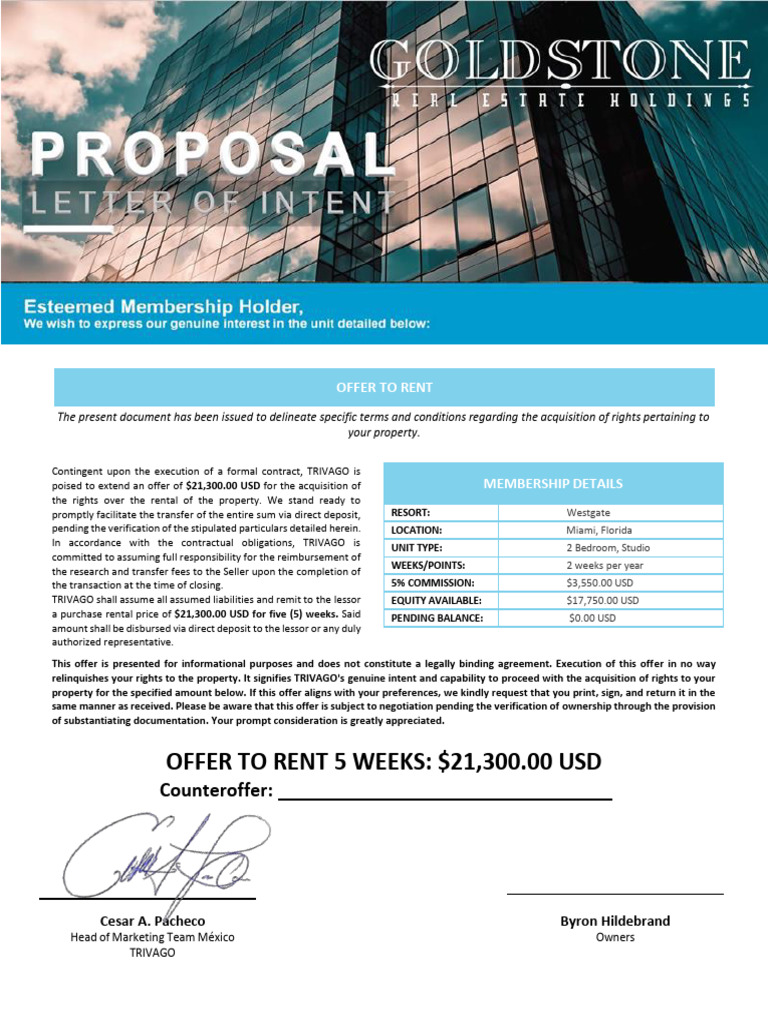 Offer To Rent - Byron Hilderbrand | PDF | Lease | Business Law