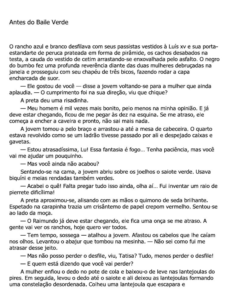 Antes Do Baile Verde, de Lygia Fagundes Telles | PDF