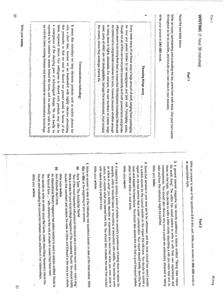 Proficiency 2 Test 1 Writing | PDF