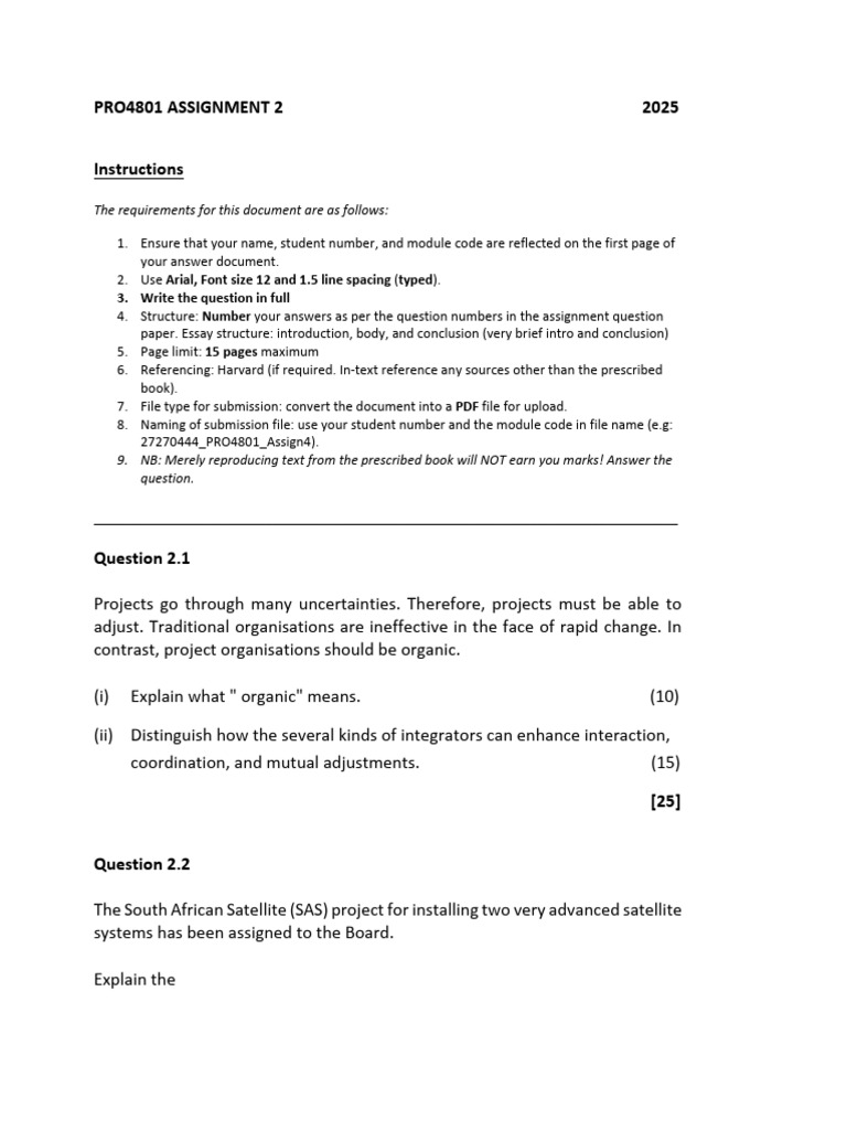 PRO4801 Assignment 2 Guidelines | PDF