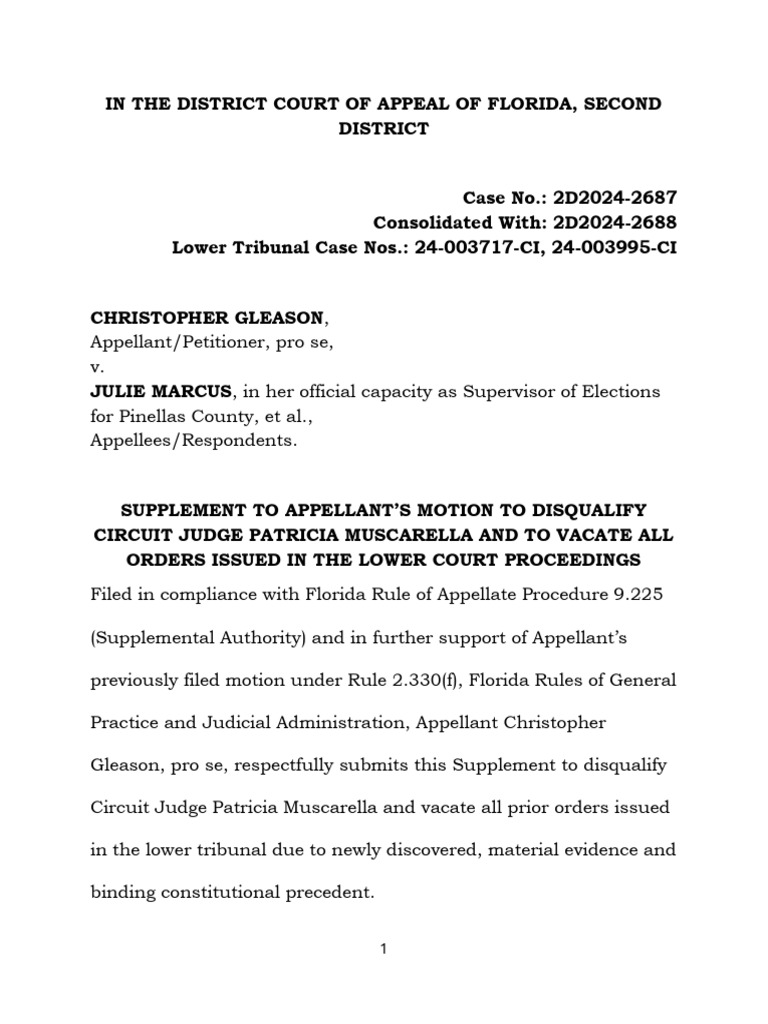 Disqualification Motion for Judge Muscarella | PDF | Common Law ...