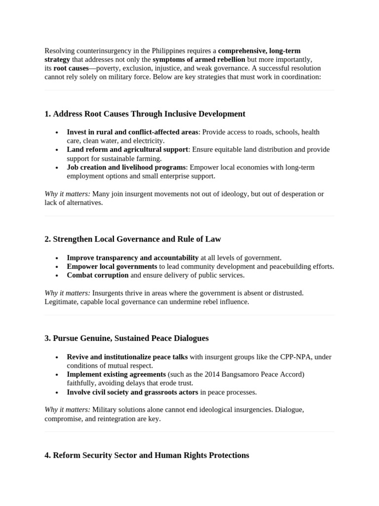 AI Write Up - Resolving The PH Counterinsurgency | PDF | Peacebuilding ...