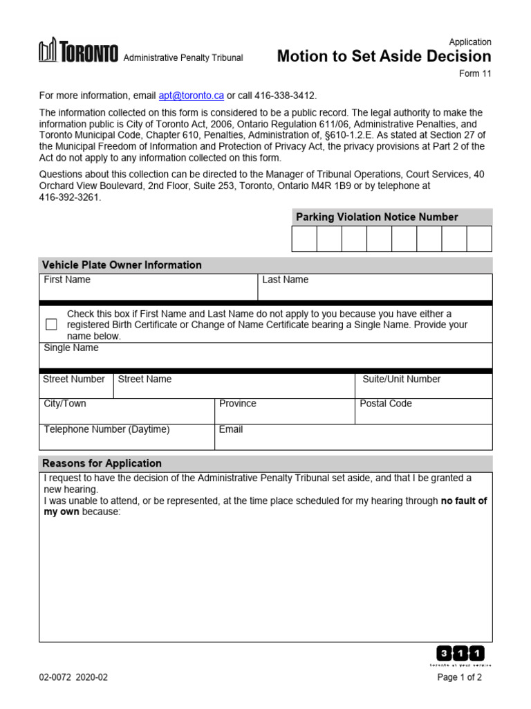 96aa 2020 03 Form 11 Motion To Set Aside Decision Fillable | PDF | Fine ...