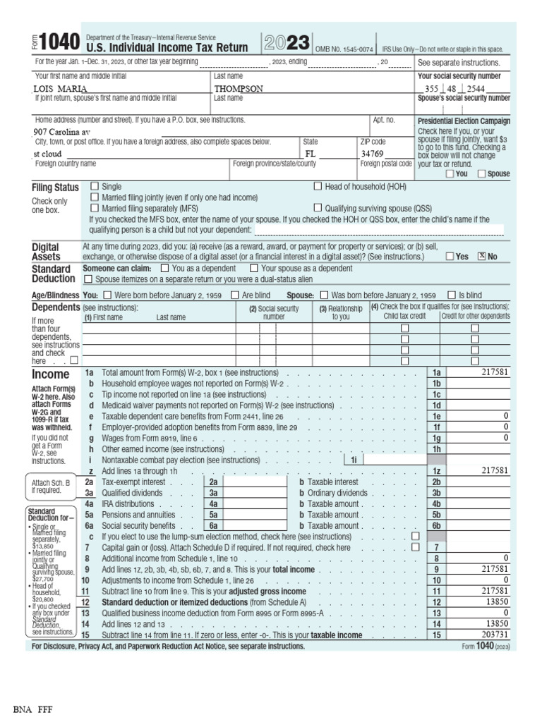 2023 IRS Form 1040 Tax Return Guide | PDF | Irs Tax Forms | Tax Deduction