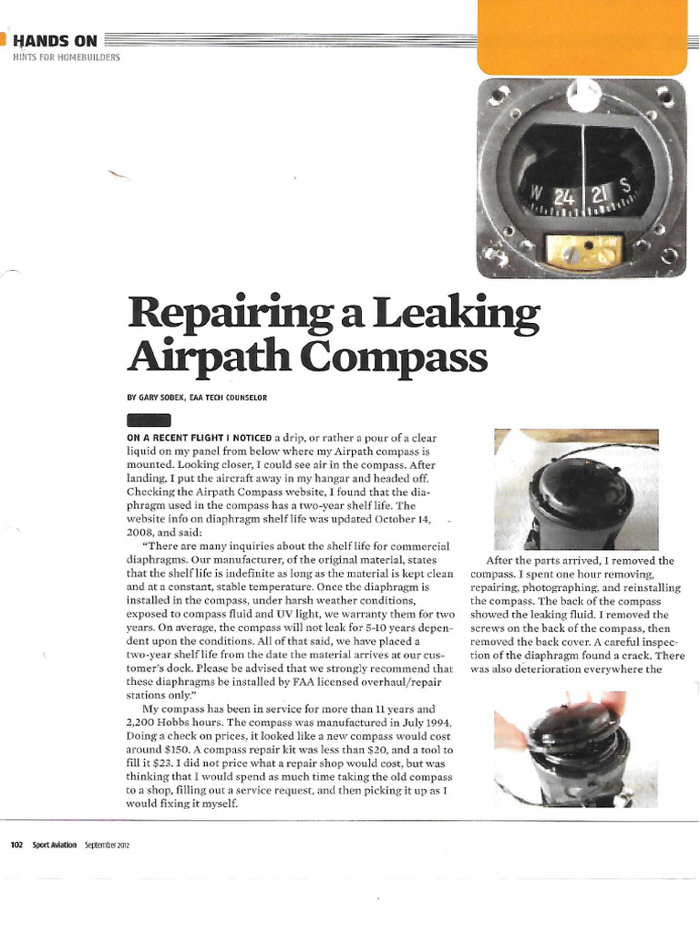 Repairing A Leaking Airpath Compass | PDF