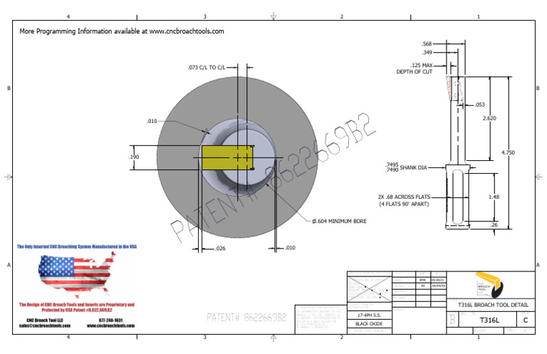 T316L Broach Tool Detail Drawing | PDF | Metalworking | Industrial ...