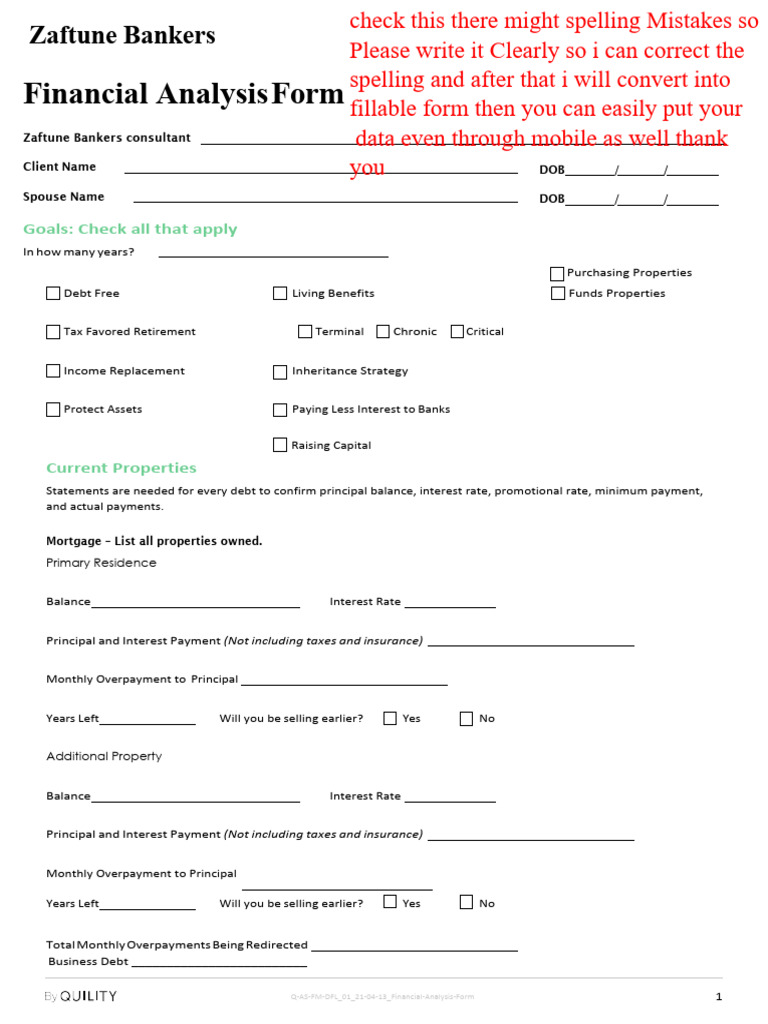 Financial Analysis Form Template | PDF | Debt | Interest