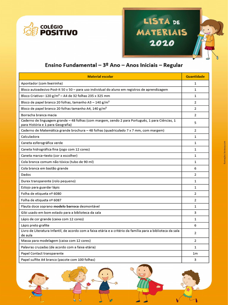 Material Escolar 3º Ano Ensino Fundamental | PDF | Caneta | Lápis