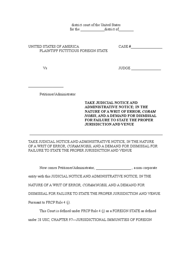 1.26.12 New Coram Nobis Template PDF Coram Nobis United States