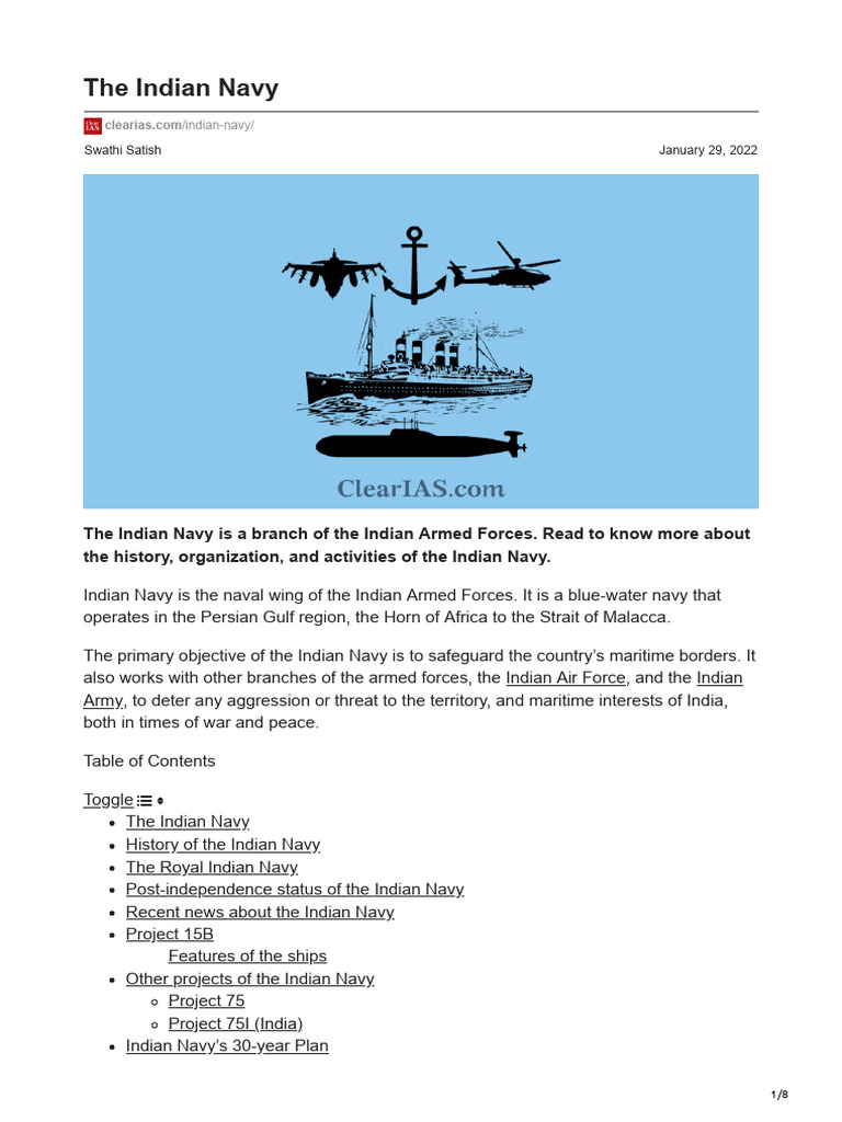 Overview of the Indian Navy | PDF | Submarines | Water Transport