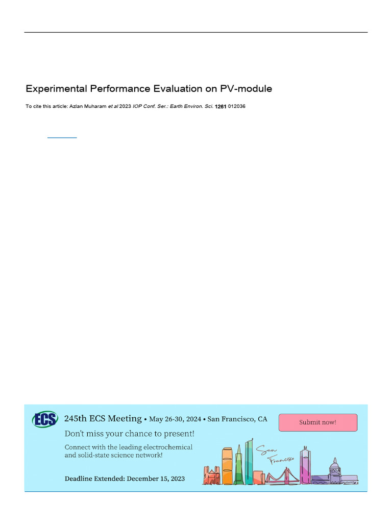 Experimental Performance Evaluation On PV-module | PDF | Solar Energy ...