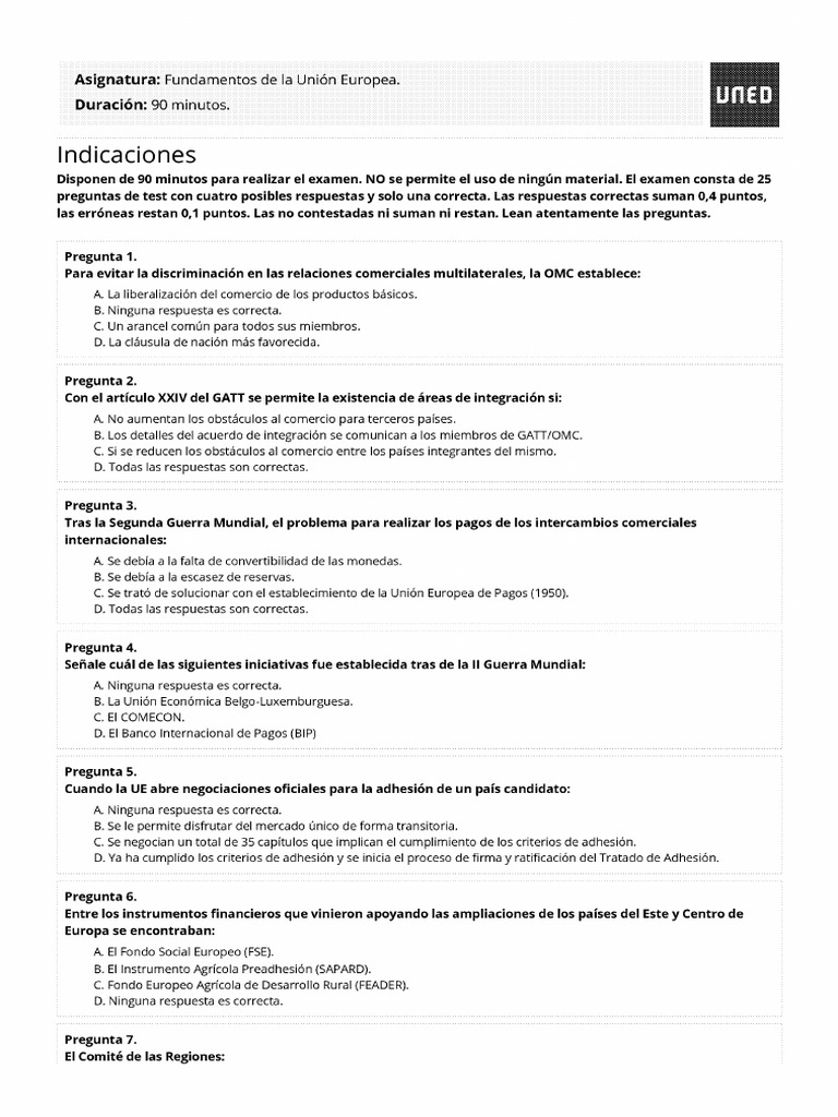 Duracion: 90 Minutos.: Asignatura: Fundamentos de La Union Europea ...