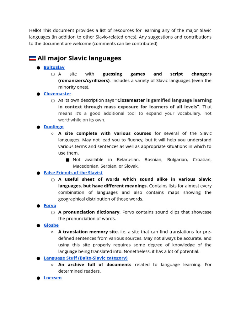 Slavic Language Learning Resources | PDF | English Language | Russian ...