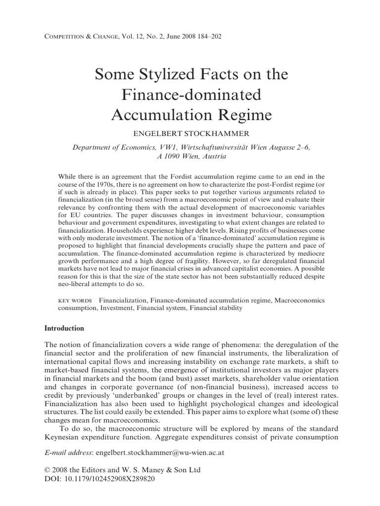 STOCKHAMMER Engelbert - Some Stylized Facts On The Finance-Dominated ...