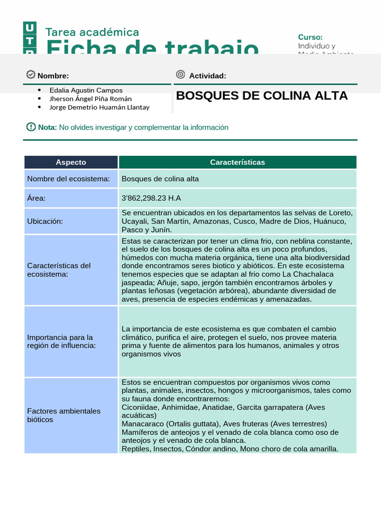 Ecosistema de Bosques de Colina Alta | PDF | Ecosistema | Entorno natural