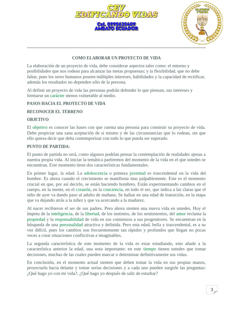 2 Como Elaborar Un Proyecto de Vida | PDF | Aprendizaje | Significado ...