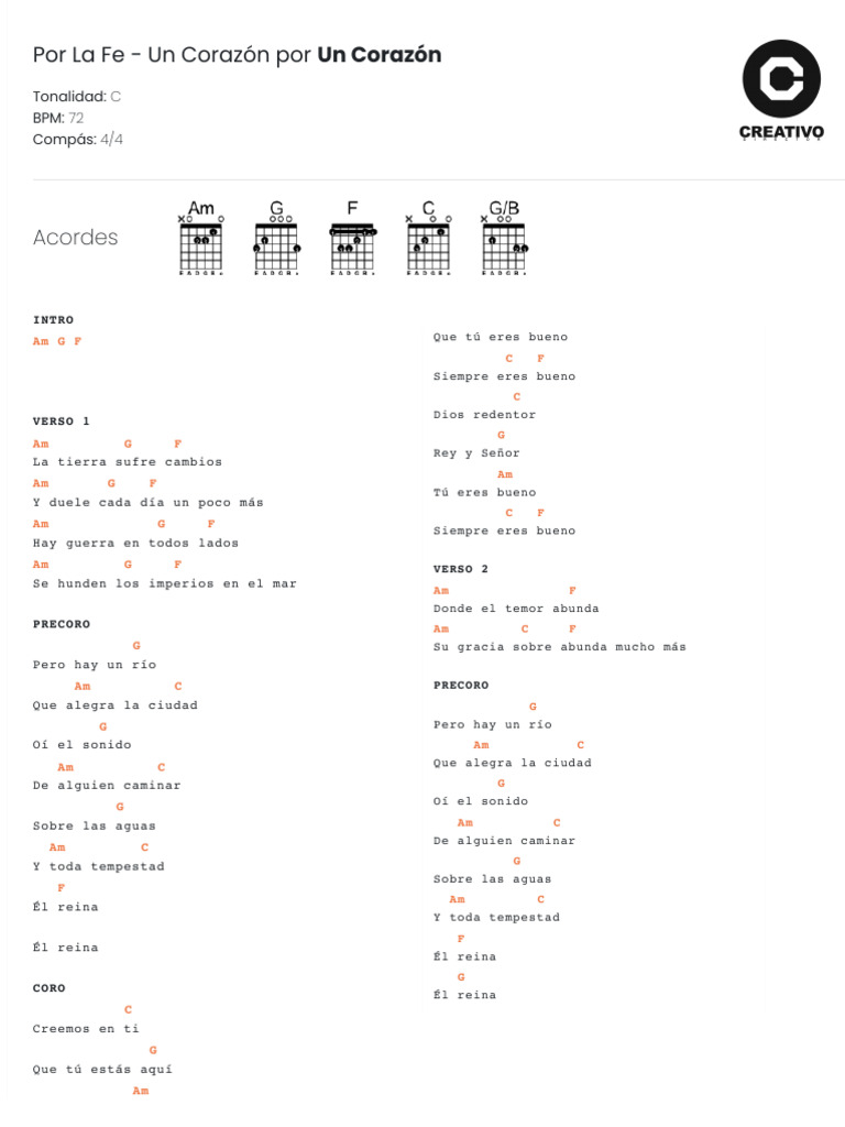Por la Fe: Letra y Acordes | PDF
