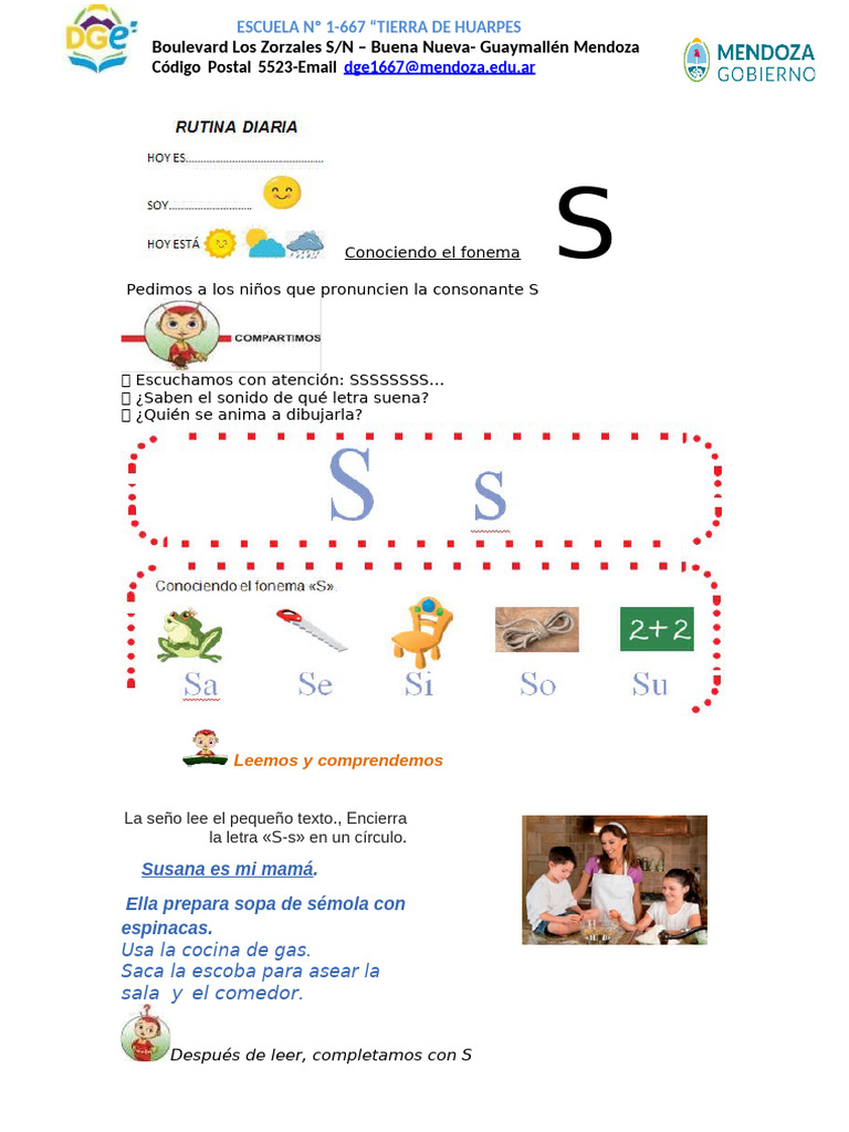 Actividades para aprender el fonema S | PDF | Fonética | Lingüística
