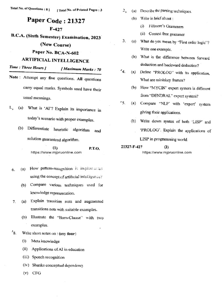 AI - Questionpapers | PDF