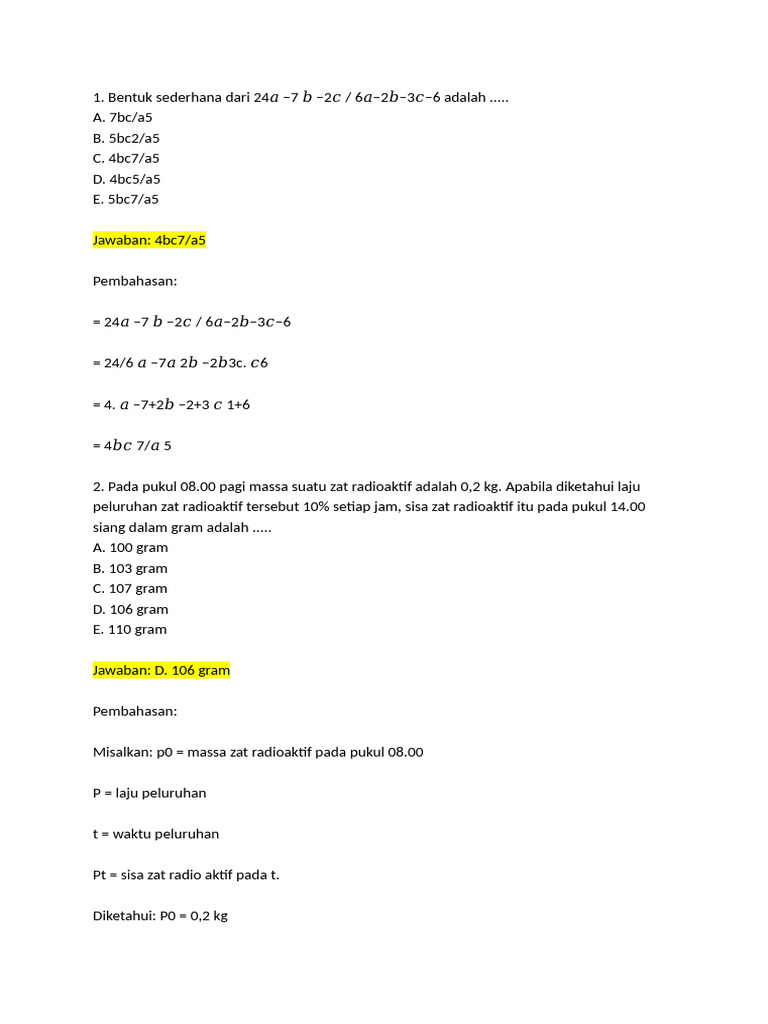 SOAL MATEMATIKA | PDF