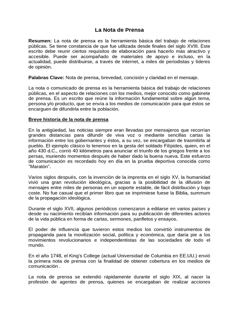 La Nota de Prensa | PDF | Internet | Información