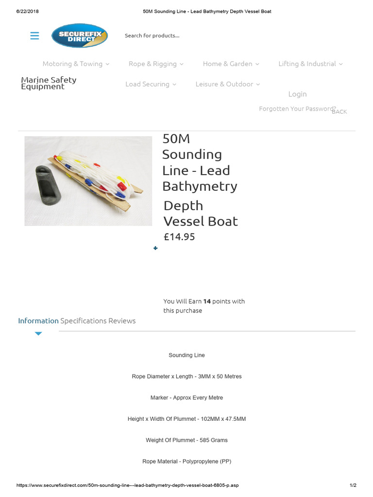 50M Sounding Line - Lead Bathymetry: Marine Safety Equipment | PDF