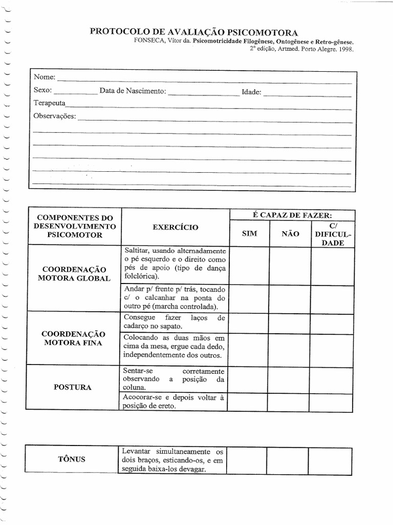 Avaliação Psicomotora | PDF