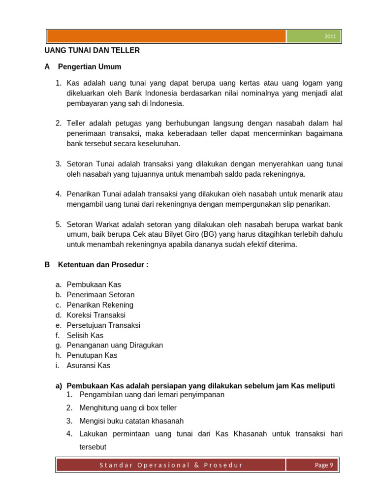 Prosedur Penarikan Tunai di Teller | PDF
