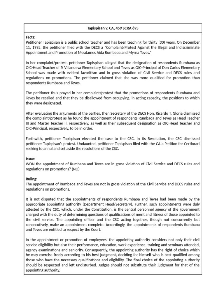Tapispisan v. CA, 459 SCRA 695 | PDF | Complaint | United States Case Law