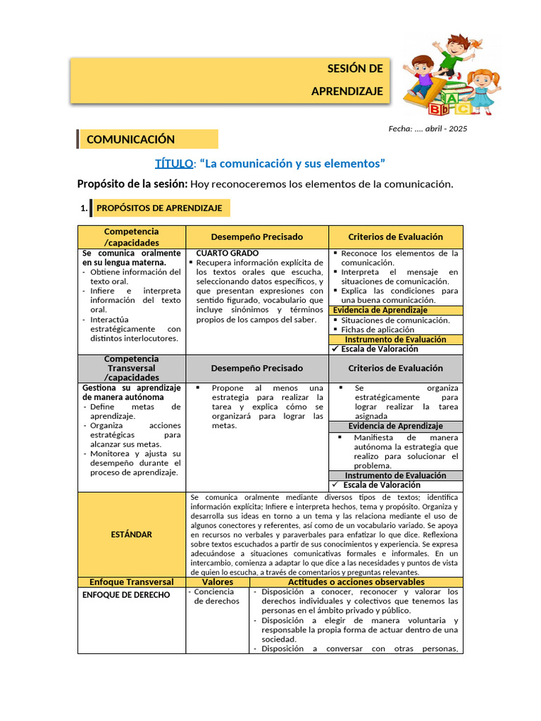 04 Abril - Comunicacion - Cuarto Grado | PDF | Comunicación ...