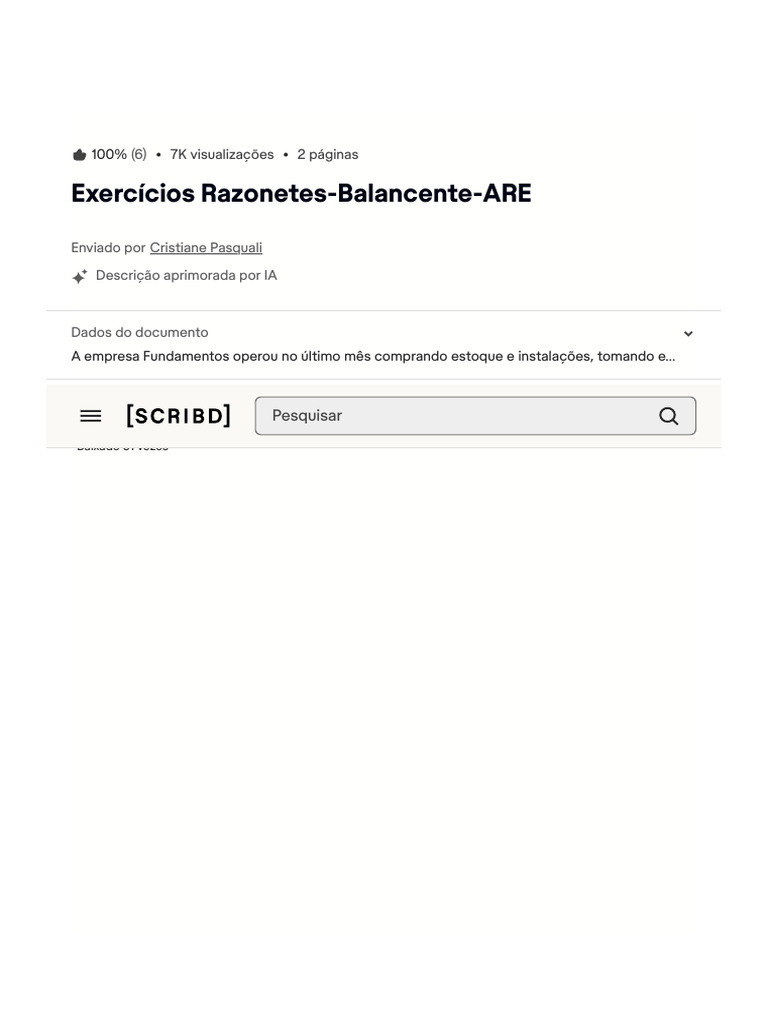 Exercícios de Razonetes e Balancete | PDF | Contabilidade | Business