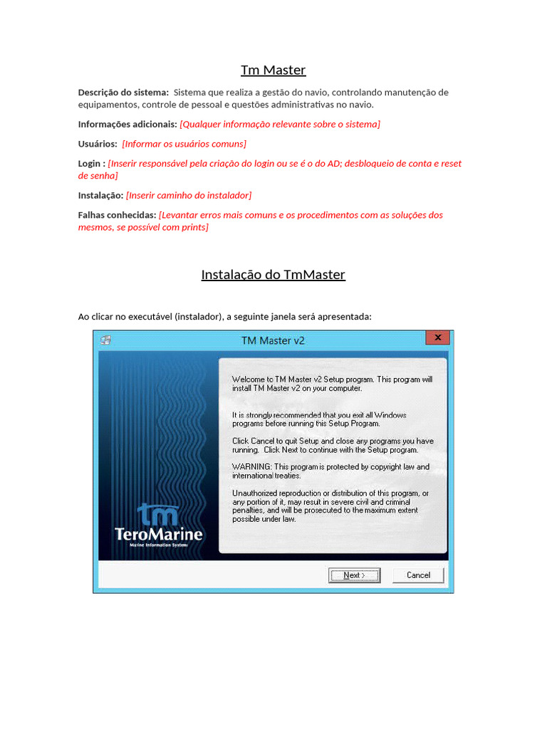 Gestão e Instalação do Tm Master | PDF | Janela (informática) | XML