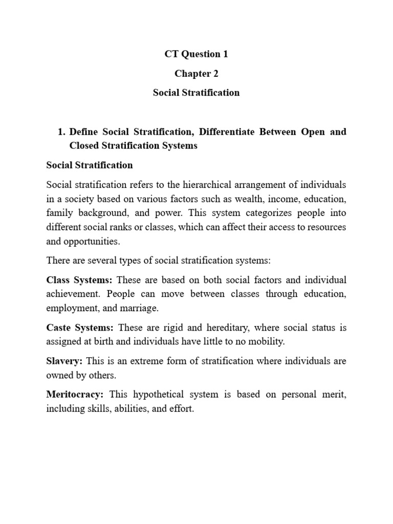 Understanding Social Stratification Systems | PDF | Agriculture ...