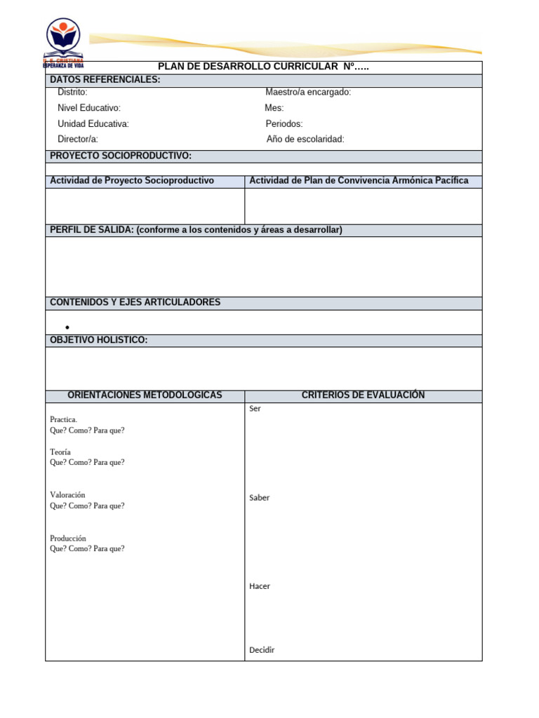 Plantilla PDC Oficial en Blanco - 2025 | PDF