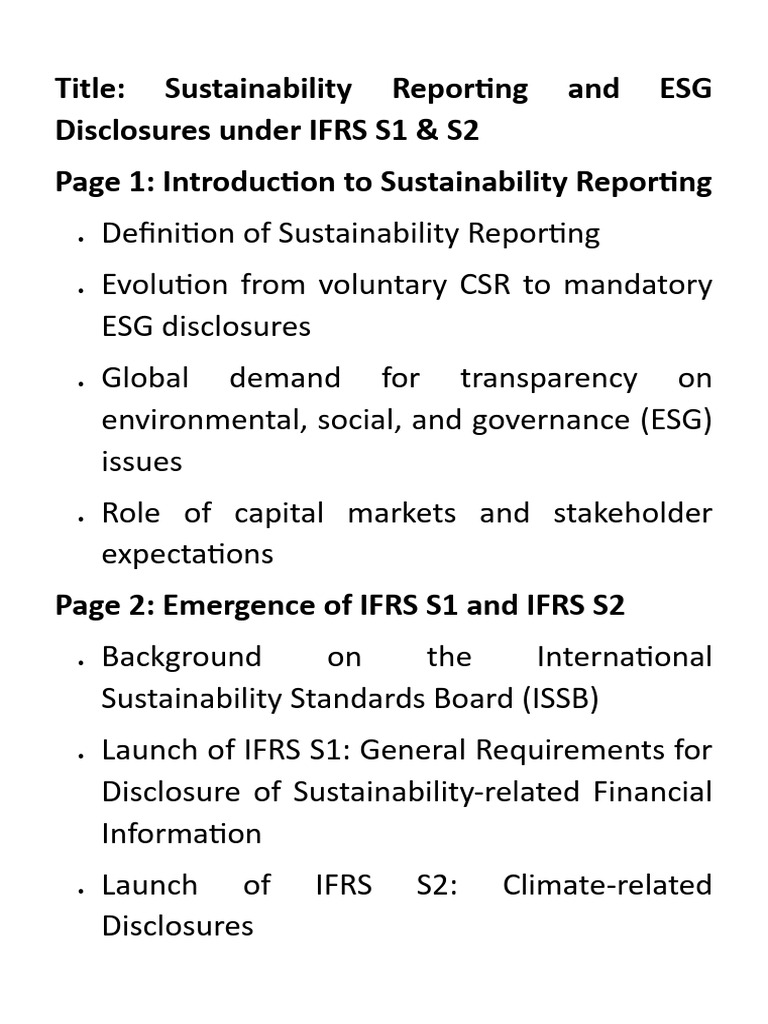 IFRS S1 & S2: ESG Reporting Guide | PDF | Sustainability ...