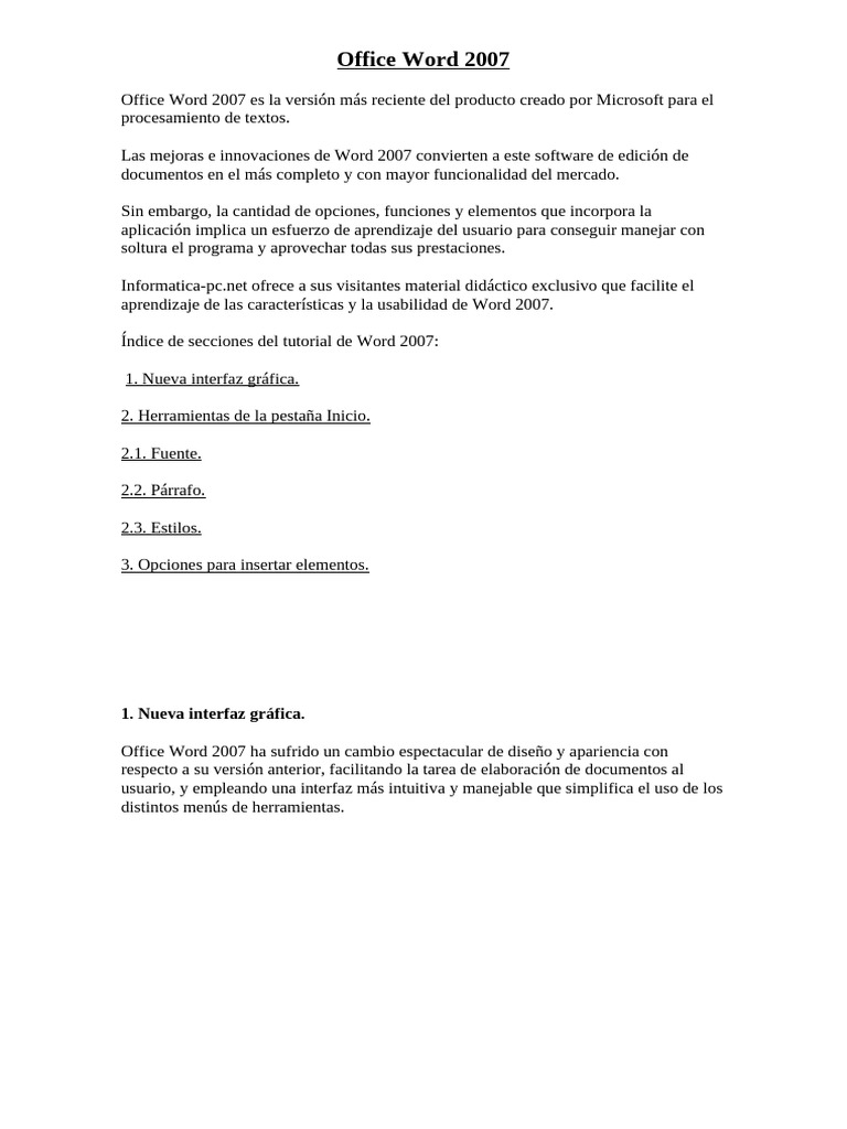 Office Word 2007 | PDF | Microsoft Word | Microsoft Office