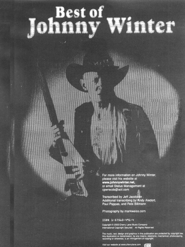 Best of Johnny winter他スコア  3冊セット JOHNNY WINTER - The Best of Johnny Winter Japan Rare CBS