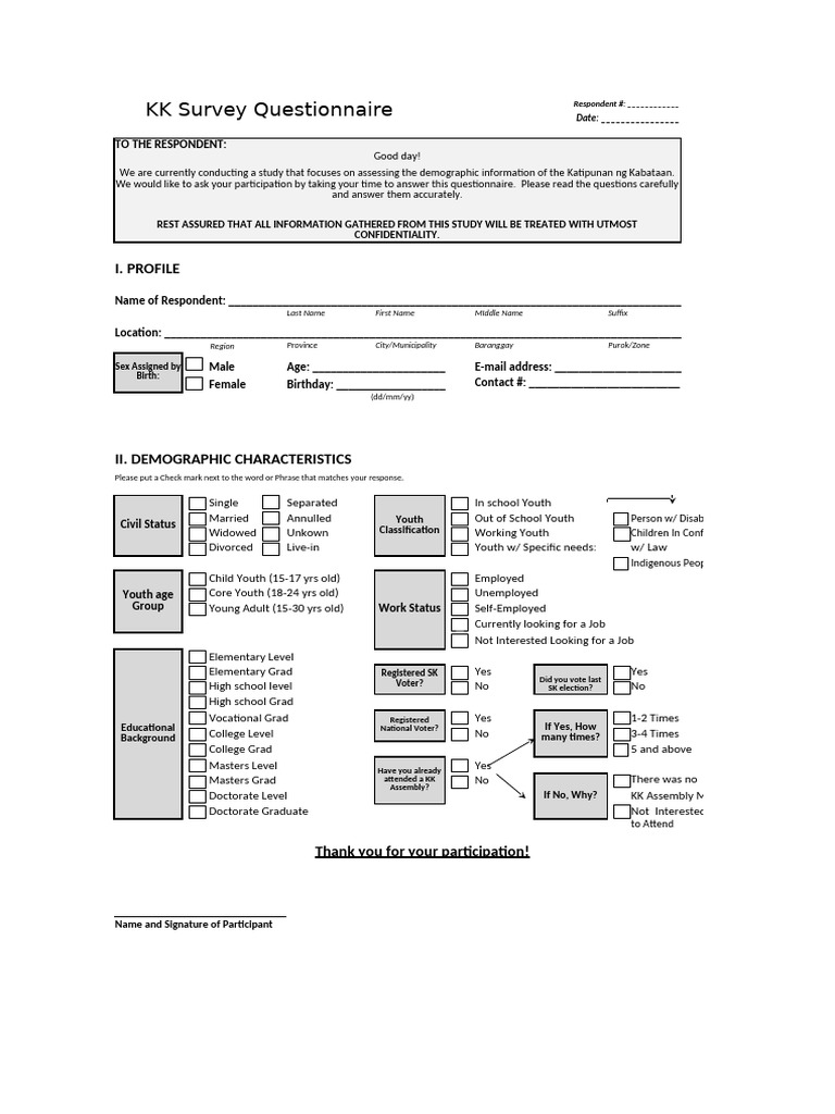 Katipunan ng Kabataan Survey Form | PDF
