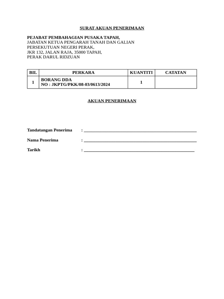 Surat Akuan Penerimaan | PDF