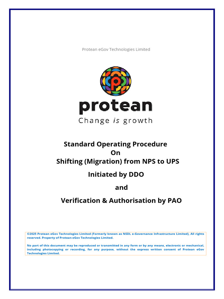 NPS to UPS Migration SOP for DDOs | PDF