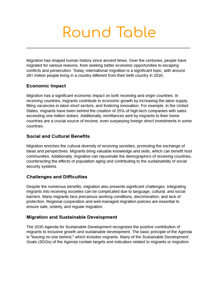 The Economic and Social Impact of Migration | PDF | Immigration | Human ...