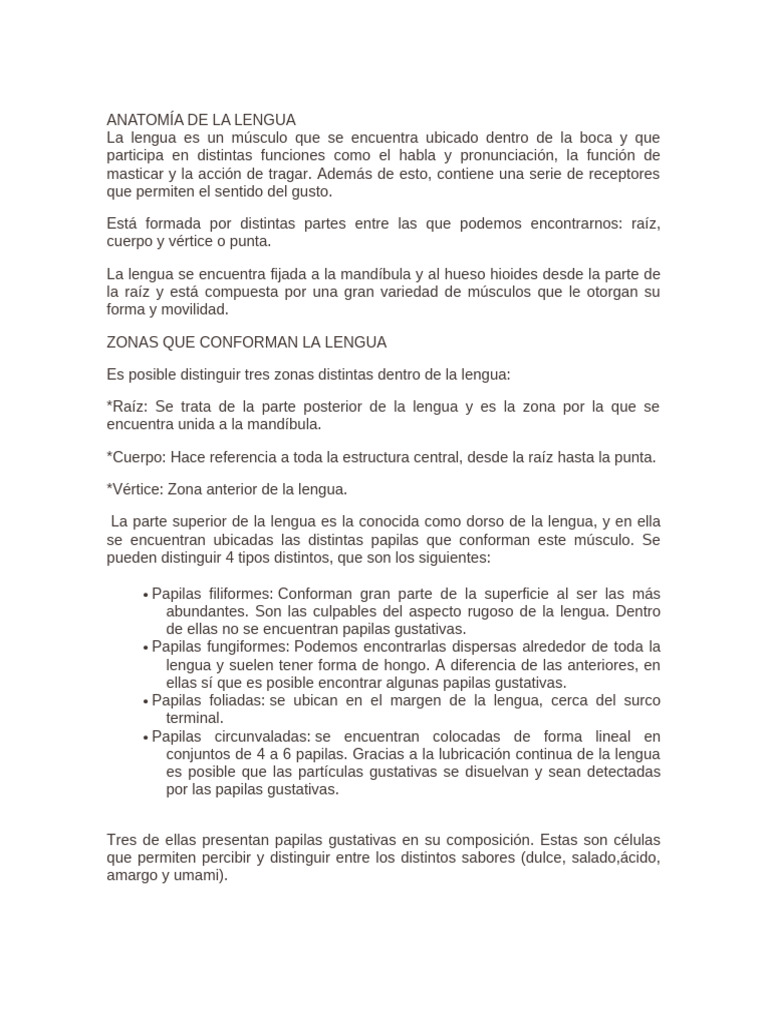 Anatomía y Funciones de la Lengua | PDF | Digestión | Lavado de manos