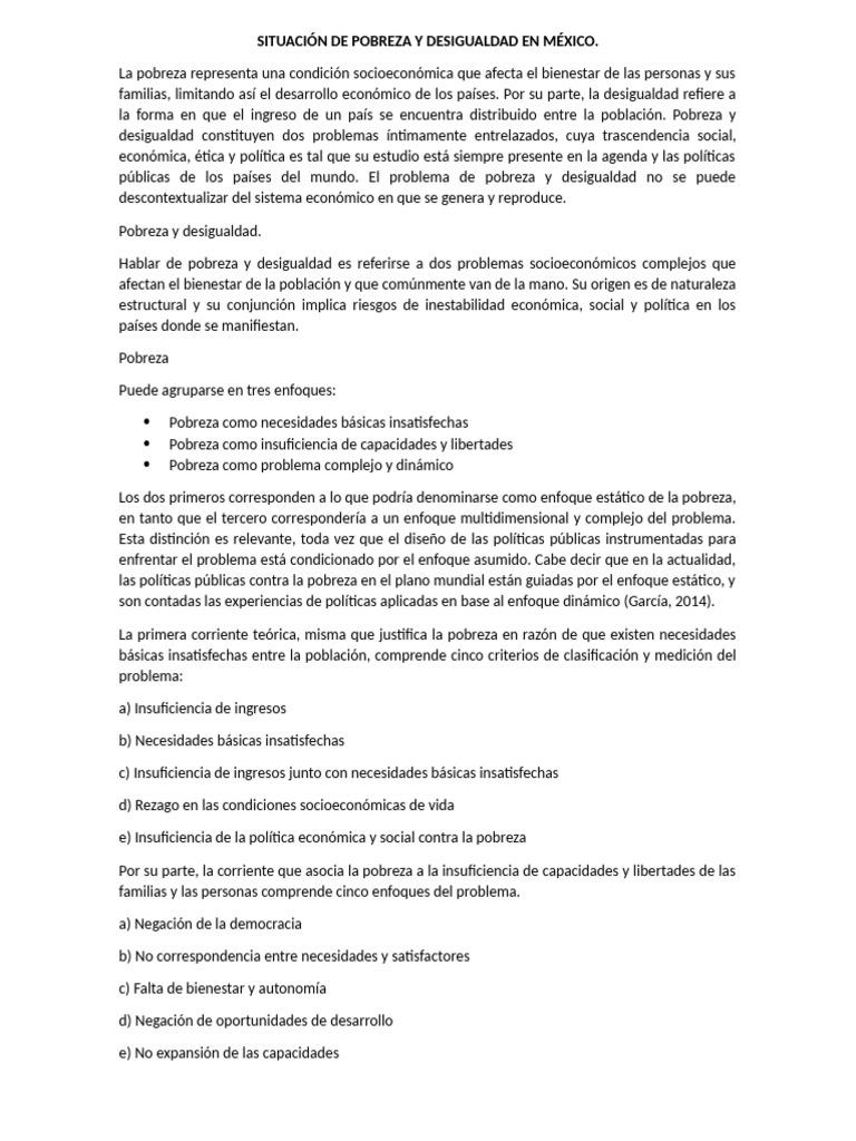 Pobreza y Desigualdad en México: Análisis Actual | PDF | Desigualdad ...