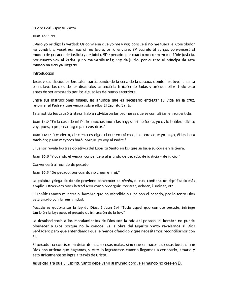 La obra del Espíritu Santo en el mundo | PDF | Cristo (título) | Salvación