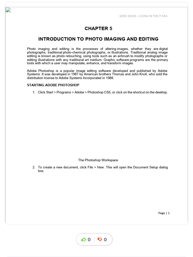 Photo Imaging and Editing Guide | PDF | Adobe Photoshop | Computing