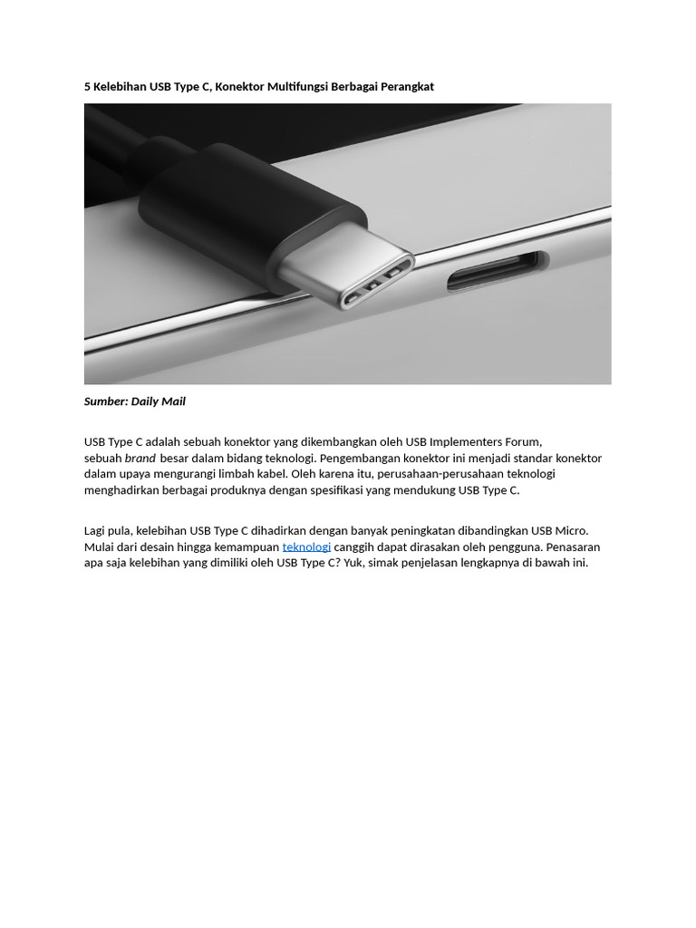 5 Kelebihan USB Type C | PDF