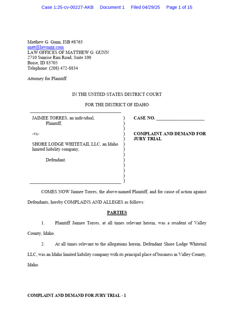 Sexual Assault Case Against Shore Lodge | PDF | Complaint | Damages
