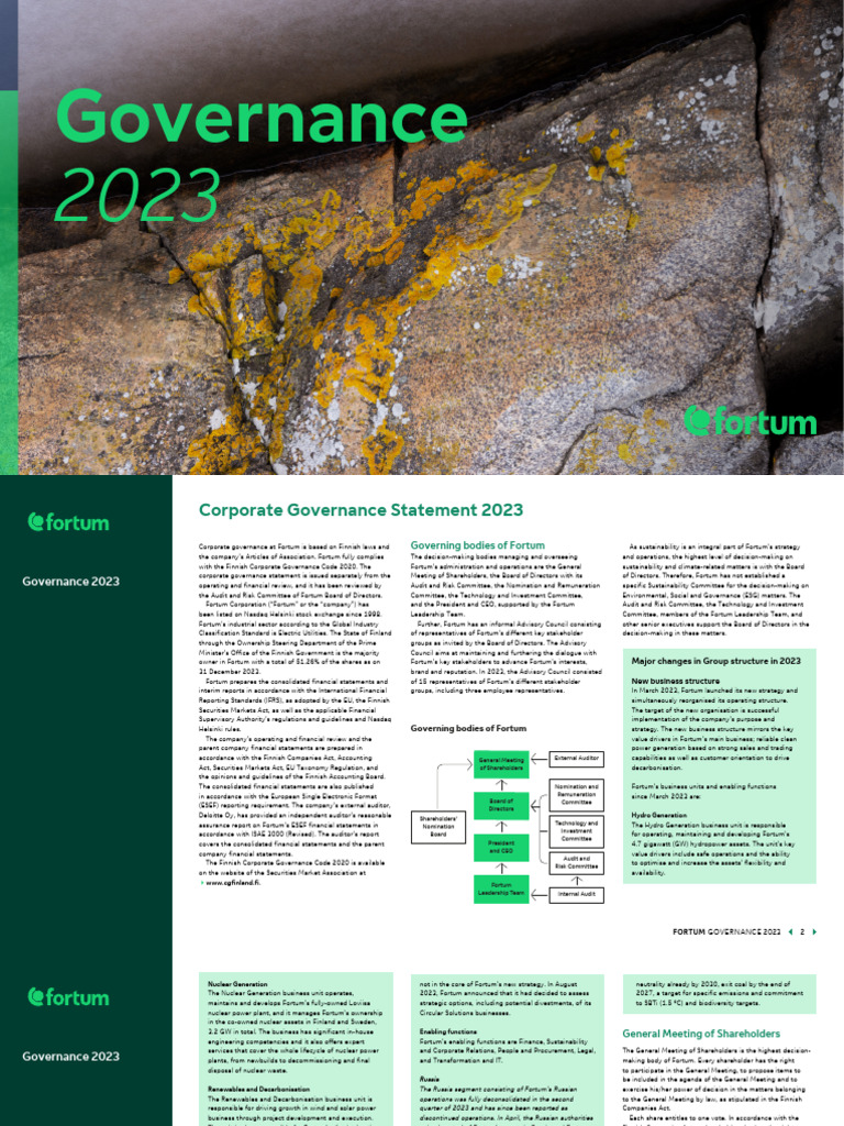 Fortum Governance2023 | PDF | Board Of Directors | Corporate Governance